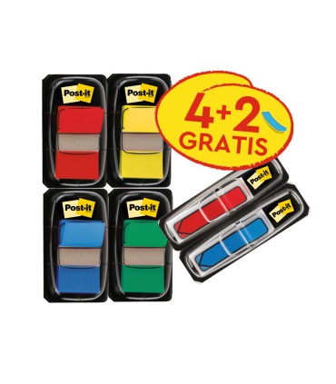 Banderitas separadoras post it 680 dispensador 50 hojas 4 colores surtidos 2 dispensadores 684 flecha 2