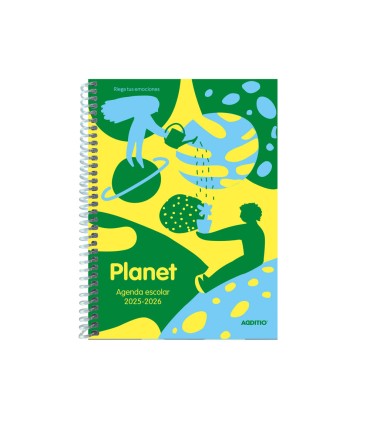 Agenda espiral additio escolar planet din a5 semana vista 128 paginas tapa polipropileno 150x210 mm