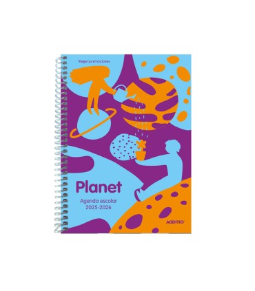 Agenda espiral additio escolar planet din a5 semana vista 128 paginas tapa polipropileno 150x210 mm