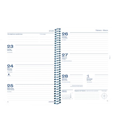 Agenda espiral additio del estudiante meridian din a5 semana vista 144 paginas tapa polipropileno 150x210 mm