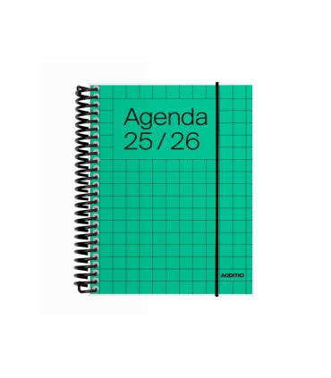 Agenda espiral additio universal dia pagina 288 paginas tapa pvc transparente 125x170 mm
