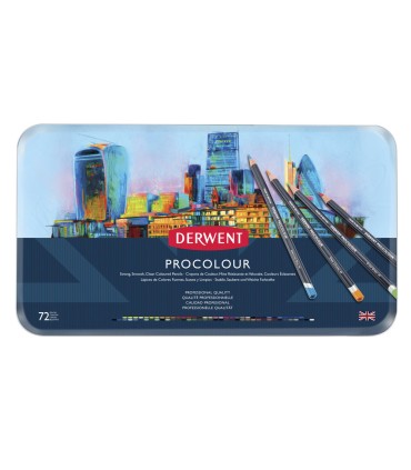 Lapices de colores derwent procolour caja metalica de 72 unidades colores surtidos