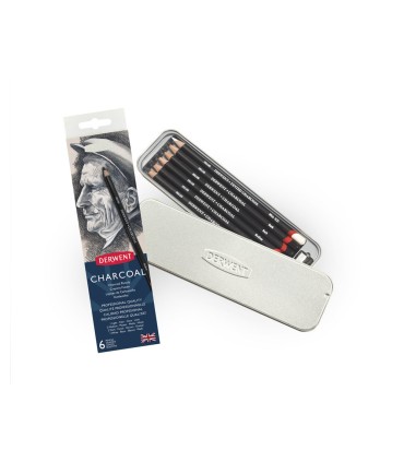 Lapices carboncillo derwent charcoal caja de 6 unidades surtidas
