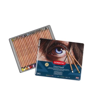 Lapices de colores derwent lightfast resistente a la luz caja metalica 24 colores surtidos