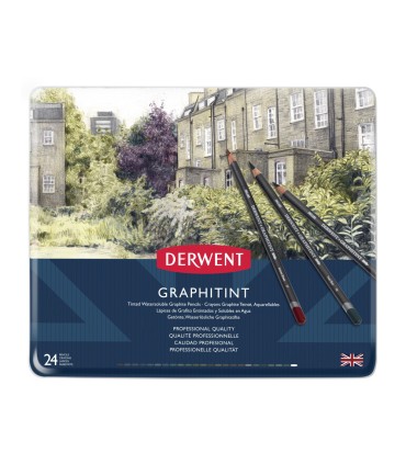 Lapices de grafito derwent graphtint caja metalica 24 unidades