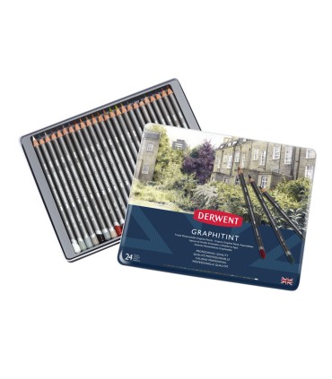 Lapices de grafito derwent graphtint caja metalica 24 unidades