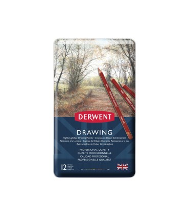 Lapices de colores derwent drawing caja metalica 12 colores surtidos