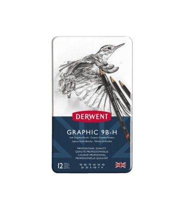 Lapices de grafito derwent caja metalica 12 unidades durezas surtidas