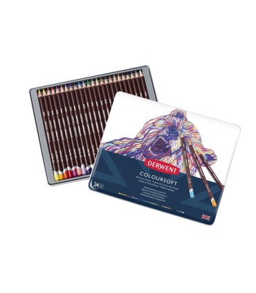 Lapices de colores derwent coloursoft caja de 24 unidades colores surtidos