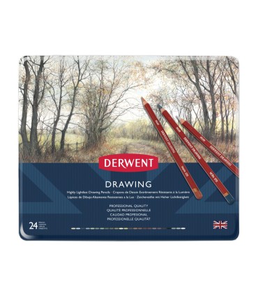 Lapices de colores derwent drawing caja metalica 24 unidades colores surtidos