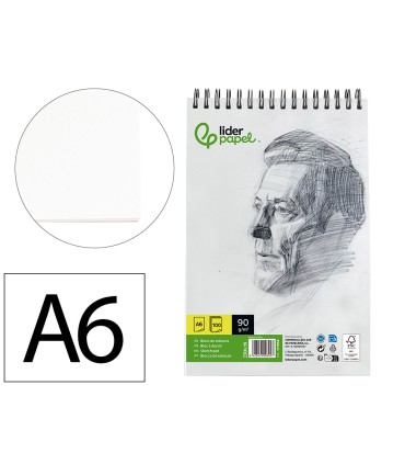 Bloc dibujo liderpapel esbozos espiral din a6 105x148mm 100 hojas 90gr m2 sin recuadro