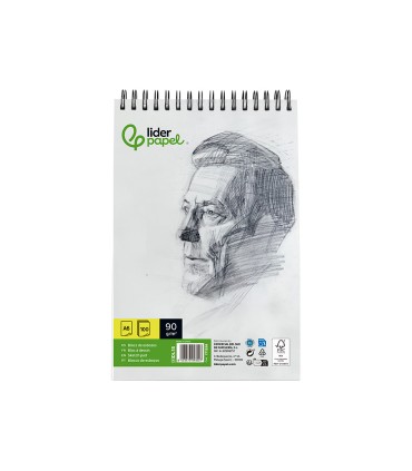 Bloc dibujo liderpapel esbozos espiral din a6 105x148mm 100 hojas 90gr m2 sin recuadro