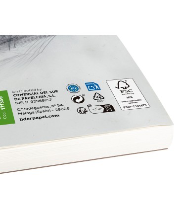 Bloc dibujo liderpapel esbozos espiral din a6 105x148mm 100 hojas 90gr m2 sin recuadro