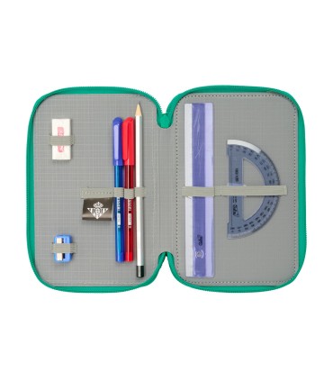 Plumier escolar safta triple 37 piezas resistente al agua real betis 195x125x55 mm