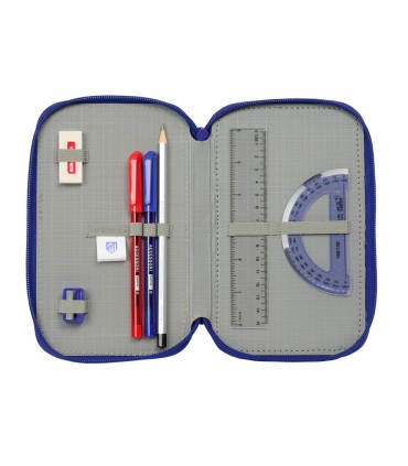 Plumier escolar safta triple 37 piezas atletico de madrid 195x125x55 mm