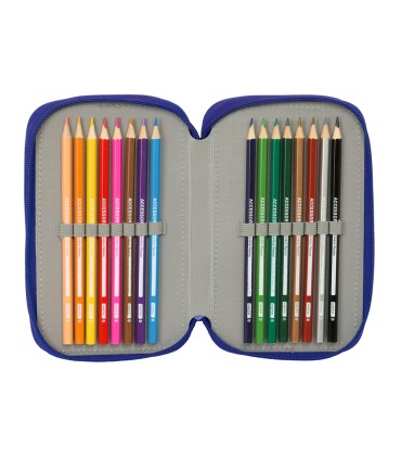 Plumier escolar safta triple 37 piezas atletico de madrid 195x125x55 mm