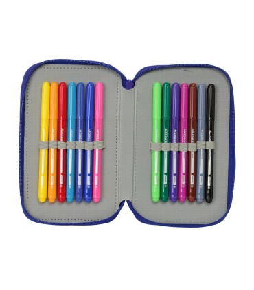 Plumier escolar safta triple 37 piezas atletico de madrid 195x125x55 mm