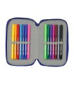 Plumier escolar safta triple 37 piezas atletico de madrid 195x125x55 mm