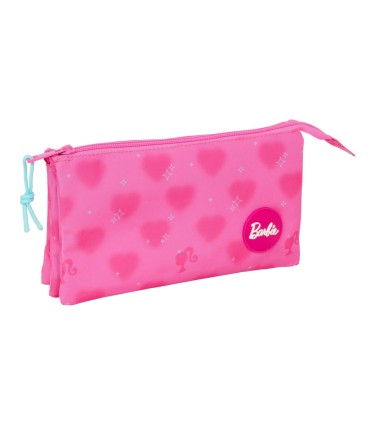 Bolso escolar portatodo safta triple barbie corazones 120x220x30 mm