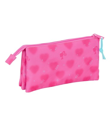 Bolso escolar portatodo safta triple barbie corazones 120x220x30 mm
