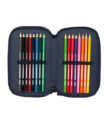 Plumier escolar safta triple 37 piezas new edition 195x125x55 mm