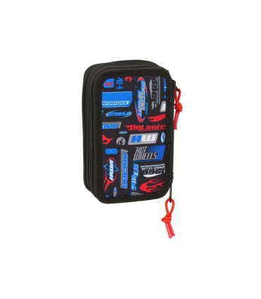 Plumier escolar safta triple 37 piezas hot wheels 195x125x55 mm