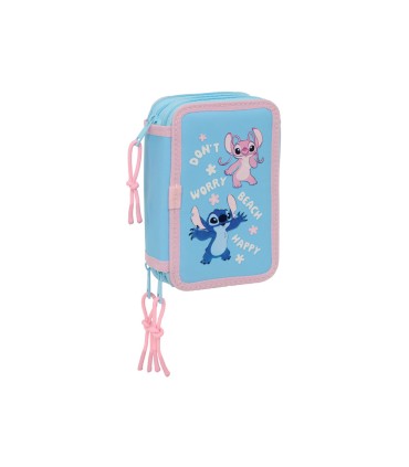 Plumier escolar safta triple 37 piezas stitch happy 195x125x55 mm
