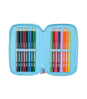 Plumier escolar safta triple 37 piezas stitch happy 195x125x55 mm