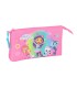 Bolso escolar portatodo safta triple gabby s dollhouse confetti 120x220x30 mm