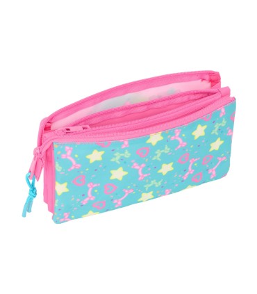 Bolso escolar portatodo safta triple gabby s dollhouse confetti 120x220x30 mm