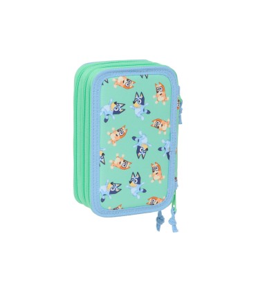Plumier escolar safta triple 37 piezas bluey sisters 195x125x55 mm