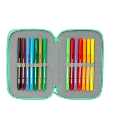 Plumier escolar safta triple 37 piezas bluey sisters 195x125x55 mm