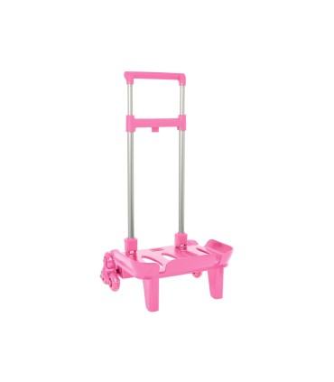 Carro escolar safta portamochila plegable triple rosa claro 880x320x235 mm