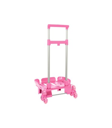 Carro escolar safta portamochila plegable triple rosa claro 880x320x235 mm