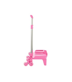 Carro escolar safta portamochila plegable triple rosa claro 880x320x235 mm