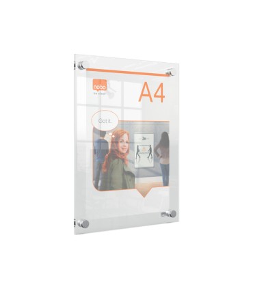 Porta poster nobo acrilico transparente mural din a4 261x24x346 mm