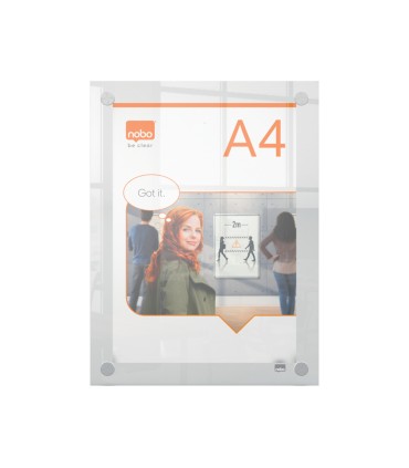Porta poster nobo acrilico transparente mural din a4 261x24x346 mm