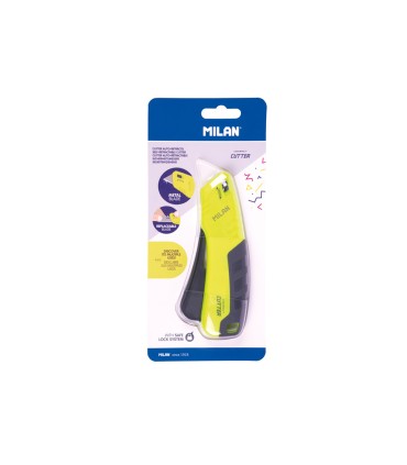 Cuter milan metalico ancho retractil de seguridad acid amarillo