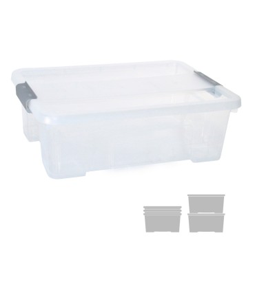 Caja de almacenaje archivo 2000 polipropileno apilable y encajable con tapa 10 litros transparente 280x400x130 mm