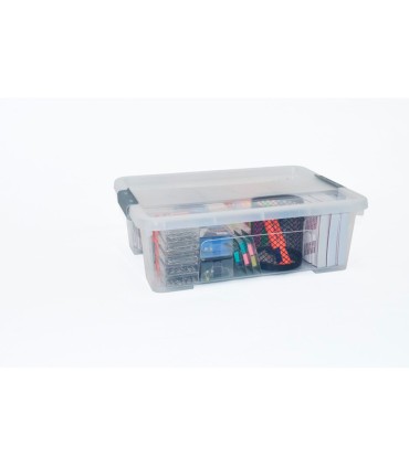 Caja de almacenaje archivo 2000 polipropileno apilable y encajable con tapa 10 litros transparente 280x400x130 mm