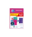Cuaderno espiral oxford tapa blanda folio 80 hojas 90gr cuadro 4 mm colores tendencias pack de 4+1