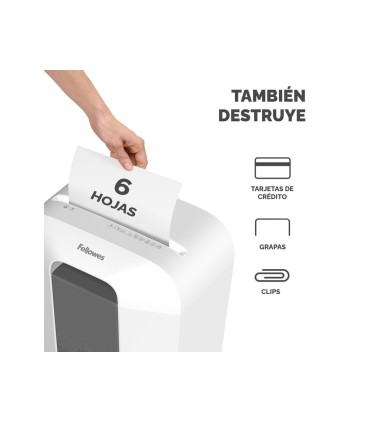 Destructora de documentos fellowes lx25 capacidad 6h seguridad p4 destruye grapas clips y tarjetas