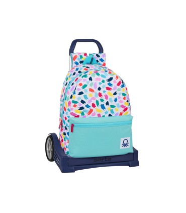 Cartera escolar safta united colors benetton brochitas con carro 300x140x460 mm