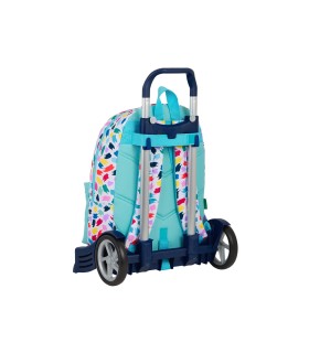 Cartera escolar safta united colors benetton brochitas con carro 300x140x460 mm