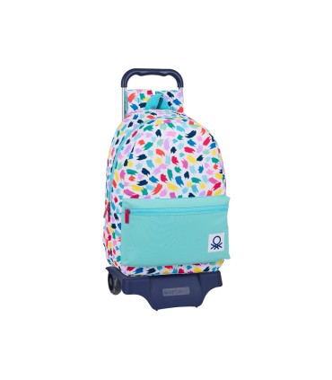 Cartera escolar con carro safta united colors benetton brochitas 300x140x460 mm