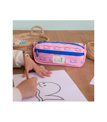 Estuche portatodo milan rectangular 2 cremalleras coleccion 460 since 1918 color rosa