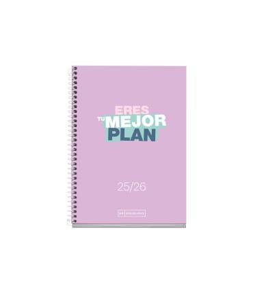 Agenda espiral escolar miquelrius activa octavo semana vista 25 26 tapa carton forrado lila