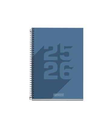 Agenda espiral escolar miquelrius basic din a5 dia pagina 25 26 tapa carton forrado azul marino