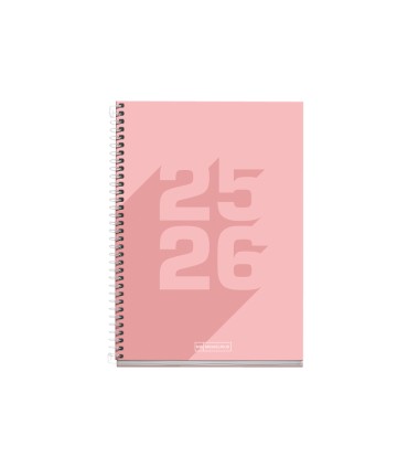 Agenda espiral escolar miquelrius basic din a5 semana vista 25 26 tapa carton forrado rosa