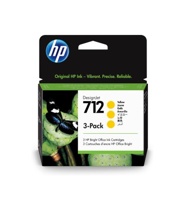Ink jet hp 712 t210 230 250 630 650 amarillo pack de 3 unidades